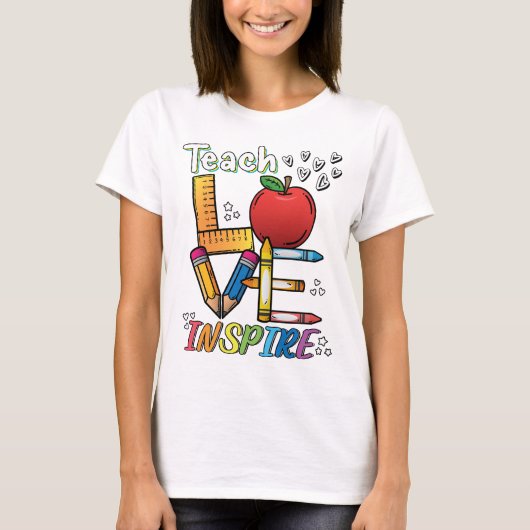 Lehre, Liebe, Inspirier. Lehrerstil-Design. T-Shirt (Vorderseite)