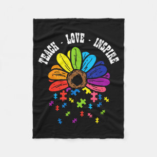 Lehre Liebe Inspirieren Blume Autismus-Bewusstsein Fleecedecke