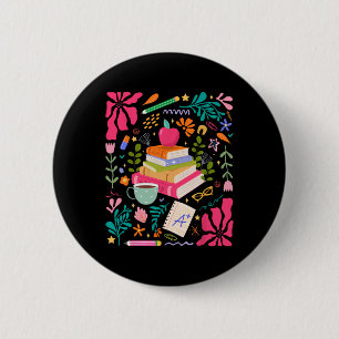 Lehre Liebe Inspirieren Blume Lehrer Erster Tag Zu Button