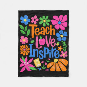 Lehre Liebe Inspirieren Blumen Lehrer Erster Tag Z Fleecedecke