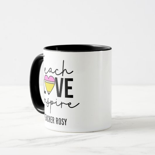 Lehre Liebe Inspirierte Personalisierte Lehrer-Tas Tasse (Vorderseite Links)