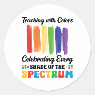 Lehre mit Colors Spectrum Autism Lehrer Wissen Runder Aufkleber