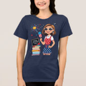 Lehre mit Freiheit und Geschmack - 4. Juli Lehrer Tri-Blend Shirt (Vorderseite)