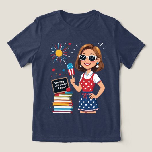Lehre mit Freiheit und Geschmack - 4. Juli Lehrer Tri-Blend Shirt (Design Vorderseite)