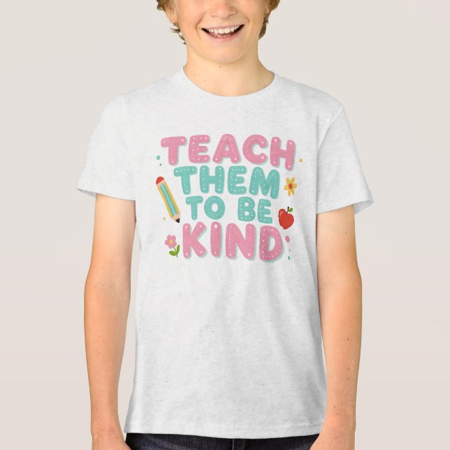 LEHRE SIE FREUNDLICH ZU SEIN Tri-Blend SHIRT (Vorderseite)