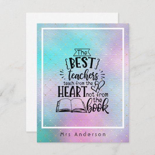 LEHRE vom HERZEN kein BUCHLEHRER, der das Geschenk (Vorne/Hinten)