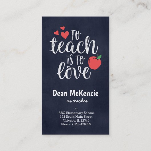 Lehren heißt Liebe Visitenkarte (Vorderseite)