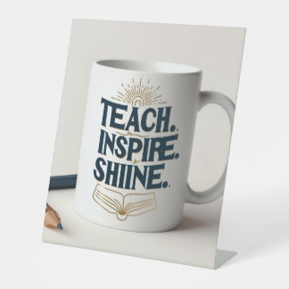 Lehren. Inspirieren. Leuchten. Lehrer Tasse Sockelschild