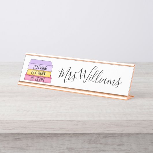 Lehren ist ein Geschenk für Herzlehrer Schreibtischnamensplakette (Vorderseite )