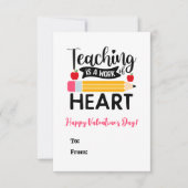 Lehren ist ein Werk des Herzens, Valentinstag Mitteilungskarte (Vorderseite)