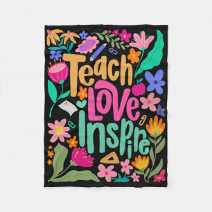 Lehren Liebe Inspirieren Blume Lehrer Erster Tag Z Fleecedecke