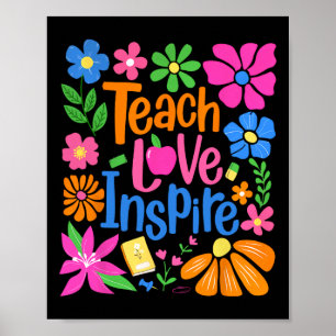 Lehren Liebe Inspirieren Boho Floral Retro Zurück Poster