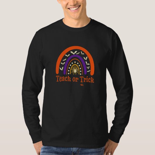 Lehren oder Täuschen Regenbogen Halloween Lehrer L T-Shirt (Vorderseite)