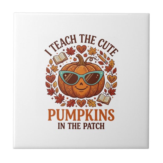 Lehren Sie niedliche Kürbisse Patch Halloween-Sonn Fliese (Vorderseite)