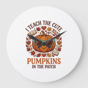 Lehren Sie süße Kürbisse Patch Halloween-Sonnenbri Große Wanduhr