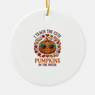 Lehren Sie süße Kürbisse Patch Halloween-Sonnenbri Keramik Ornament