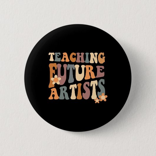 Lehren zukünftiger Künstler Retro-Lehrer Studenten Button (Vorderseite)