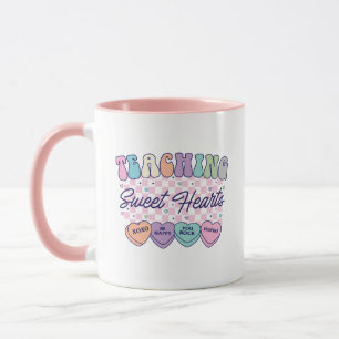 Lehrende Süße Herzen Retro-Lehrer Valentins-Mug Tasse