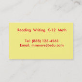 Lehrende Visitenkarte (Rückseite)