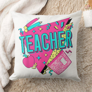 Lehrer 90er Retro Farbiger Lehrer Zurück zur Schul Kissen