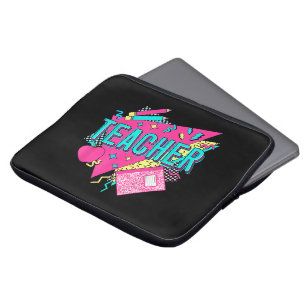 Lehrer 90er Retro Farbiger Lehrer Zurück zur Schul Laptopschutzhülle