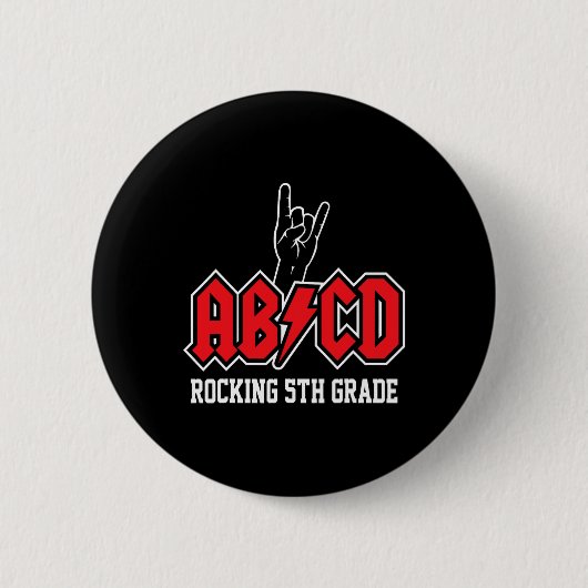 Lehrer Abcd Rock 5. Klasse Rocks Byck Zur Schule Button (Vorderseite)
