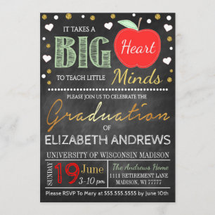 Lehrer-Abschluss-Tafel nimmt ein großes Herz Einladung
