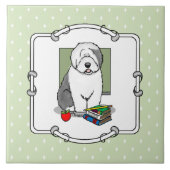 Lehrer Alte Englische Schafhunde (Grau 1) Niedlich Fliese (Vorderseite)