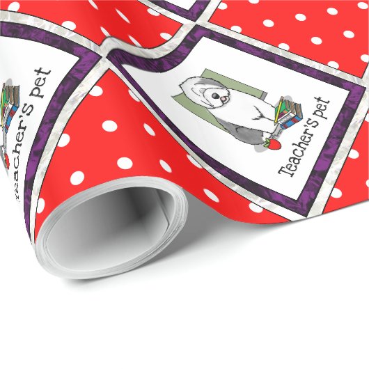 Lehrer Alte Englische Schafhunde (Grau 1) Niedlich Geschenkpapier (Rolleneckpunkt)