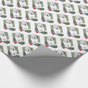 Lehrer Alte Englische Schafhunde (Grau 1) Niedlich Geschenkpapier