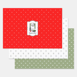 Lehrer Alte Englische Schafhunde (Grau 1) Niedlich Geschenkpapier Set