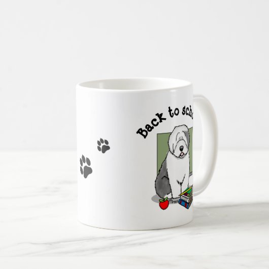 Lehrer Alte Englische Schafhunde (Grau 1) Niedlich Kaffeetasse (VorderseiteRechts)