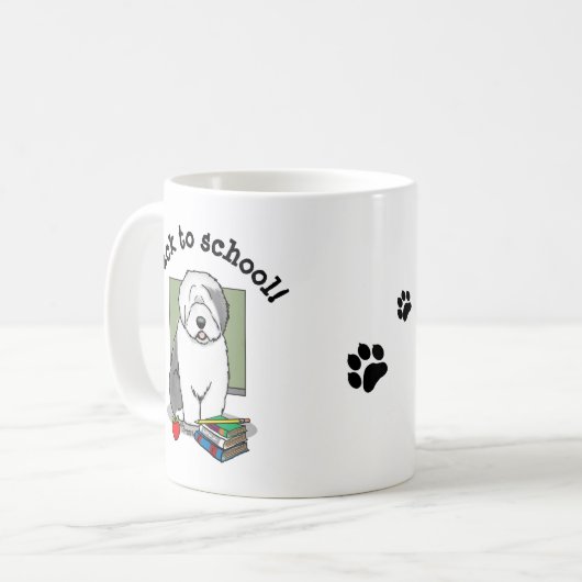 Lehrer Alte Englische Schafhunde (Grau 1) Niedlich Kaffeetasse (Vorderseite Links)