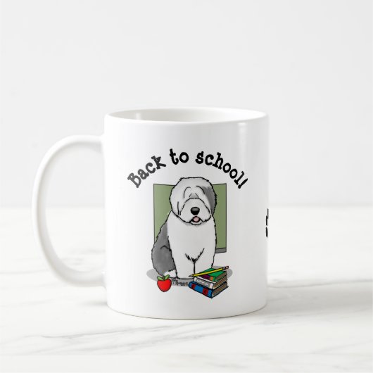 Lehrer Alte Englische Schafhunde (Grau 1) Niedlich Kaffeetasse (Links)