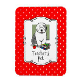 Lehrer Alte Englische Schafhunde (Grau 1) Niedlich Magnet (Vertikal)