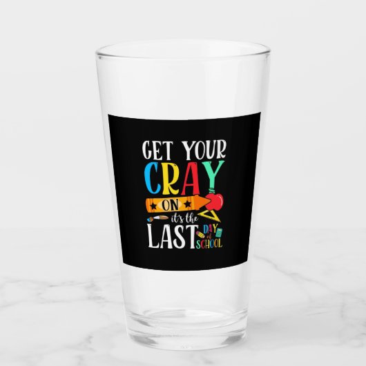Lehrer am letzten Schultag Glas (Vorderseite)
