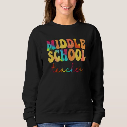 Lehrer an der Mittelschule Retro Groovy Glückliche Sweatshirt (Vorderseite)