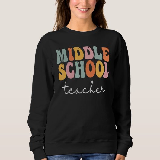 Lehrer an der Mittelschule Retro Groovy Glückliche Sweatshirt (Vorderseite)