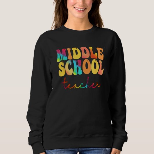 Lehrer an der Mittelschule Retro Groovy Glückliche Sweatshirt (Vorderseite)
