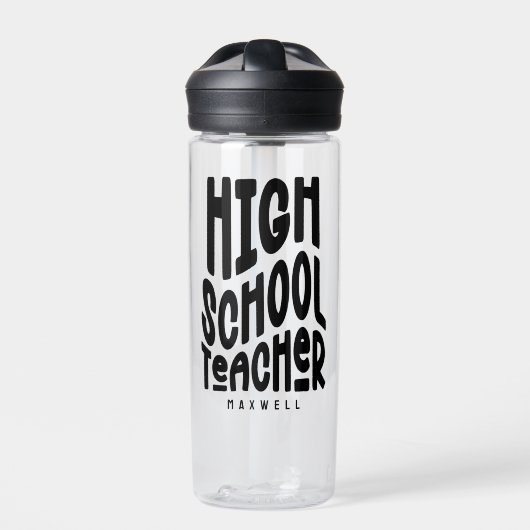 Lehrer an einer höheren Schule Black Typography De Trinkflasche (Vorderseite)