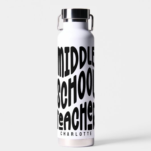 Lehrer an einer Mittelschule Weißer Text Trinkflasche (Vorne)