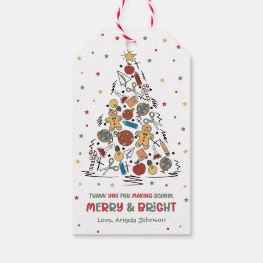 Lehrer Anerkennung frohe und helle Weihnachten Geschenkanhänger (Rückseite)