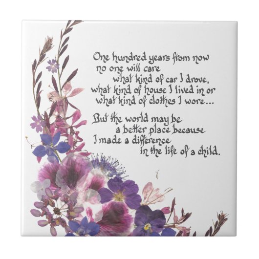 Lehrer-Anerkennungs-Geschenk Fliese (Vorderseite)