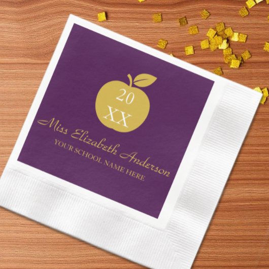 Lehrer Apfel Abschluss Serviette