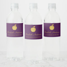 Lehrer Apfel Abschlussfeier Wasserflaschenetikett