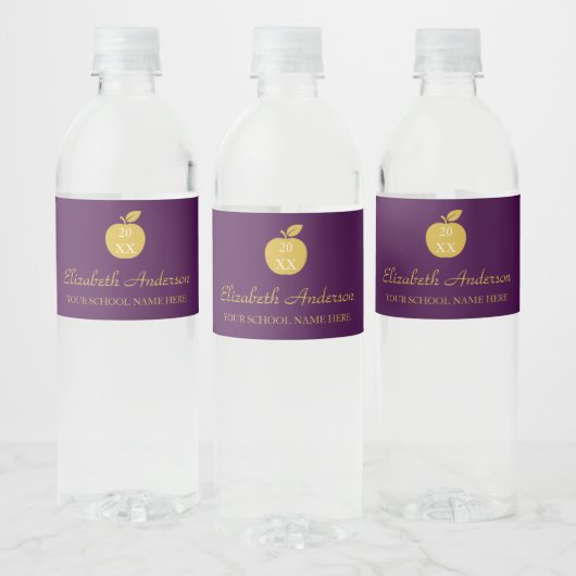 Lehrer Apfel Abschlussfeier Wasserflaschenetikett (Flaschen)