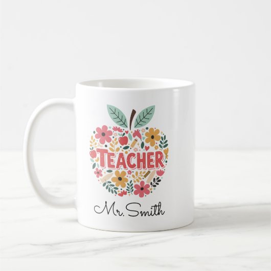 Lehrer-Apfel-Tasse – Klassischer roter Apfel Kaffeetasse (Links)
