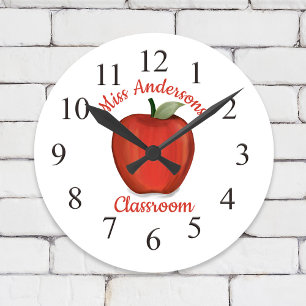 Lehrer Apfel Whimsical Schule Klassenzimmer Runde Wanduhr