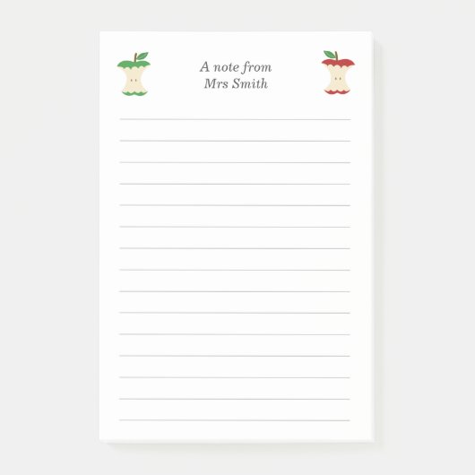 Lehrer Apple Core and Lines Post-it Klebezettel (Vorderseite)