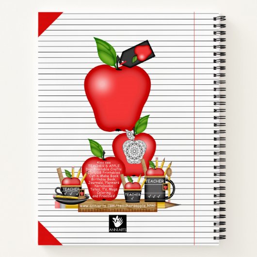 Lehrer Apple Cupcake Großes Notebook Notizblock (Rückseite)